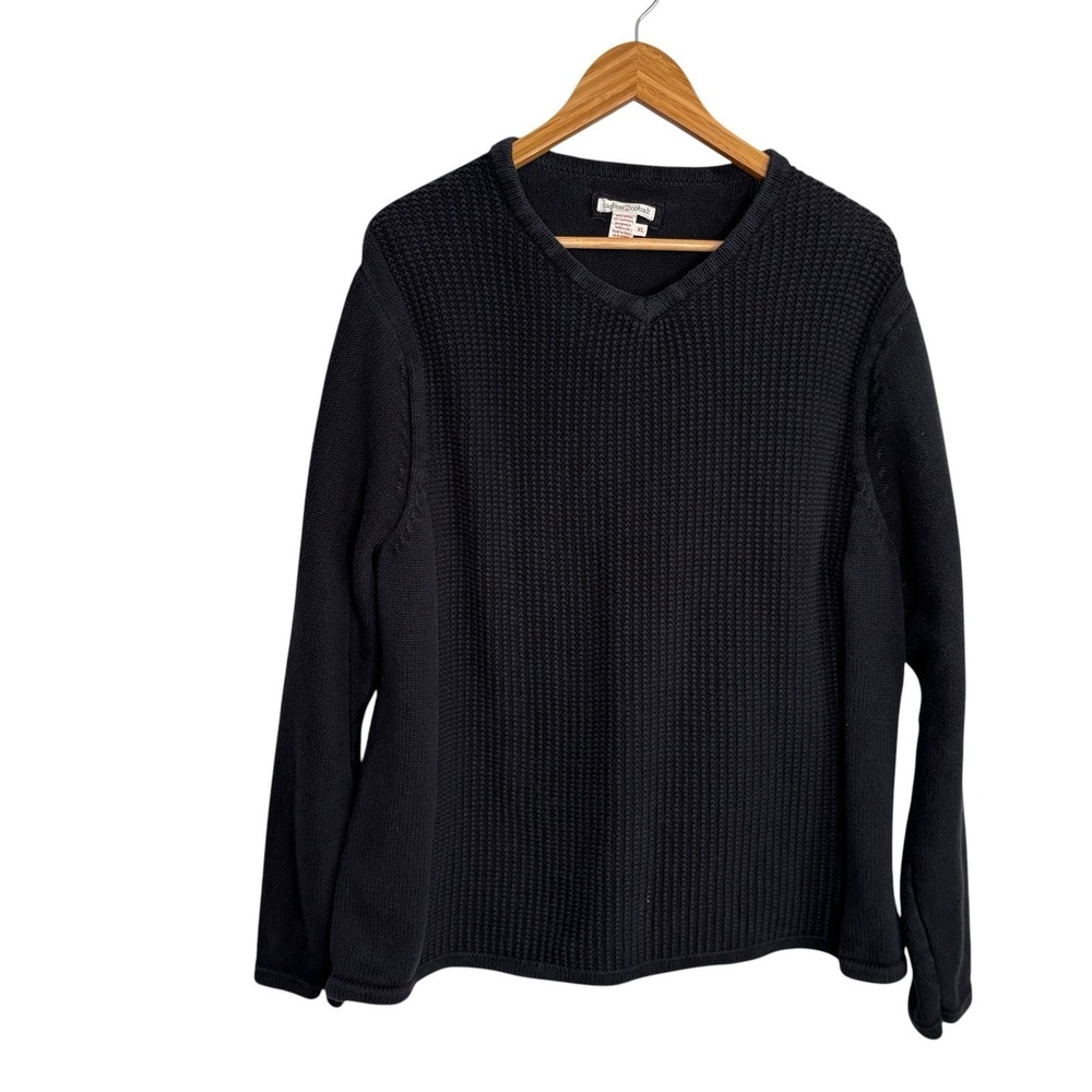 Carbon 2 Cobalt Men's Sweater XL Black Vneck Cotton Cashmere Pullover